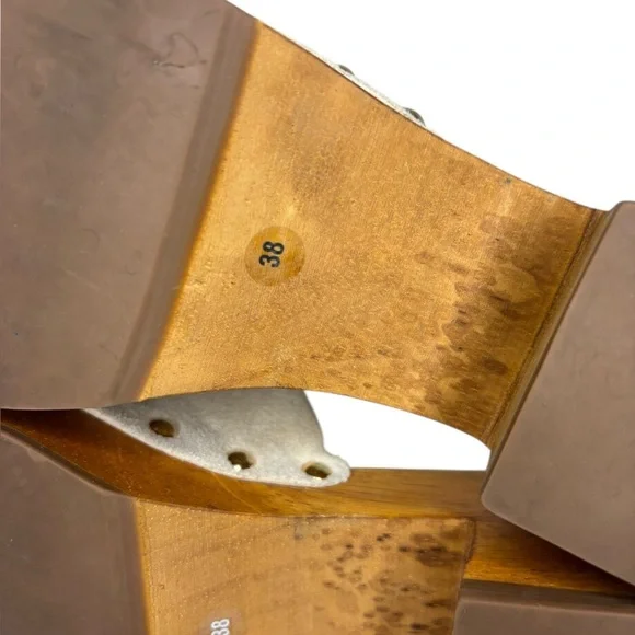 Vicenza Y2K 90s Fashion Wooden Mule Leather Embellished Buckle Heels Size 38 7 - Picture 8 of 10